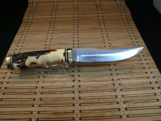 SCHRADE UNCLE HENRY 153UH GOLDEN SPIKE VINT. 80'S FIXED BLADE CARBON STEEL KNIFE, SHEATH, STONE, BOX