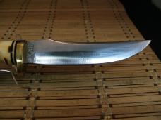 SCHRADE UNCLE HENRY 153UH GOLDEN SPIKE VINT. 80'S FIXED BLADE CARBON STEEL KNIFE, SHEATH, STONE, BOX