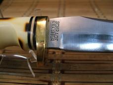 SCHRADE UNCLE HENRY 153UH GOLDEN SPIKE VINT. 80'S FIXED BLADE CARBON STEEL KNIFE, SHEATH, STONE, BOX