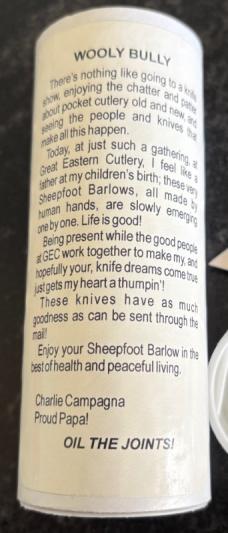 Great Eastern Cutlery Tidioute 153117 Sheepfoot Barlow Smooth Bone, Rare 1 of 10 TC Barlow GEC 15