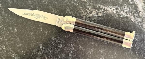 Parker Gypsy Balisong Butterfly Knife, Beautiful Horn Scales, Japan, Unused
