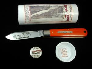 Great Eastern GEC Smooth Ember Orange Linen Micarta River Town Jack Knife Rare 862125 USA Made