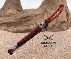 Coeburn Tool Red Spartan Braided Paracord Lanyard wHelmet Bead Viking Pattern