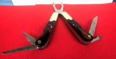 HUSKY MULTI-TOOL WOOD AND BRASS UNUSED FROM STORAGE IN KNIFE ROLL