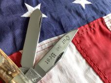 Vintage 1985 Hand Made Bulldog Brand 4” Trapper w/ Stag Handles & Our Best Blade Etch -NOS