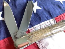 Vintage 1985 Hand Made Bulldog Brand 4” Trapper w/ Stag Handles & Our Best Blade Etch -NOS