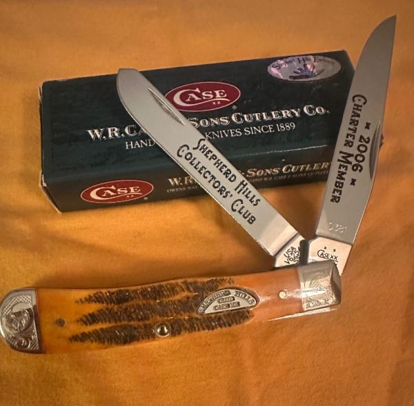 2006 Case XX Autumn Orange Vintage Bone Trapper. Shepherd Hills Club Exclusive w/Serial # & Scrolls.