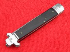 9"  Leverlock Leveretto style Stiletto switchblade knife ebonywood Handles Damascus Blade