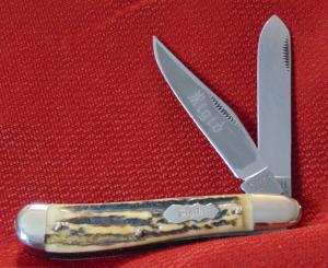 MINT RIGID GERMANY DOGLEG TRAPPER GREAT GENUINE STAG HANDLES 1980s  CHECK OR MONEY ORDER