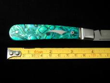 Kroo ALVS Green Abalone Mamba Swayback Wharncliffe Jack Knife S. Africa 4" Closed RWL34 SS Blade