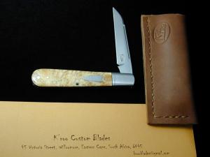 Kroo Maple Burl Wood Lambsfoot Fancy Jack Knife South Africa 3.75" Closed RWL34 SS Blade Fileworked