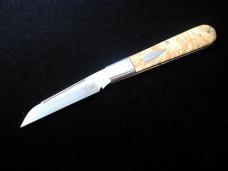 Kroo Maple Burl Wood Lambsfoot Fancy Jack Knife South Africa 3.75" Closed RWL34 SS Blade Fileworked