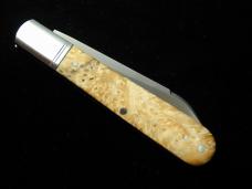 Kroo Maple Burl Wood Lambsfoot Fancy Jack Knife South Africa 3.75" Closed RWL34 SS Blade Fileworked