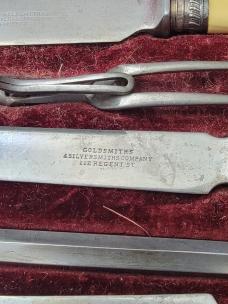 Antique Edwardian Era English G&S.C Ivory & Sterling Carving Set