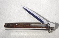 NEW A.G.A. CAMPOLIN 9" AUTOMATIC DOMINUS GENUINE STAG LEVER LOCK, NICKEL SILVER BOLSTERS - W/BOX 