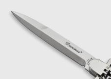 NEW A.G.A. CAMPOLIN 9" AUTOMATIC DOMINUS GENUINE STAG LEVER LOCK, NICKEL SILVER BOLSTERS - W/BOX 