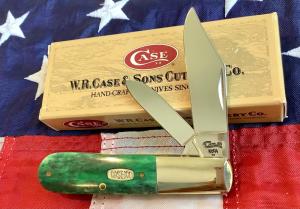 Case xx 2 Blade Barlow w/ Green Appaloosa Bone Handles Mdl# A62009 1/2 SS -NOS in orig box