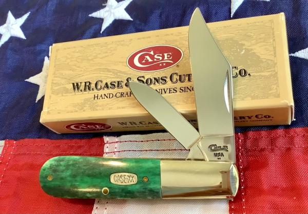 Case xx 2 Blade Barlow w/ Green Appaloosa Bone Handles Mdl# A62009 1/2 SS -NOS in orig box