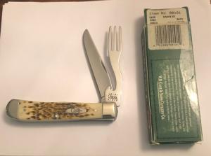 New in Original Box 2000 Case Amber Bone Hobo