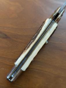 FRANK BELTRAME 23CM-9" DAMASCUS STAG BAYONET STILETTO WITH NICKEL SILVER BOLSTERS 