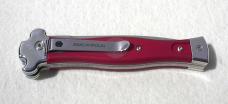 NEW AGA CAMPOLIN AUTOMATIC "ZERO" ANODIZED RED HANDLE POLISHED DAGGER BLADE 
