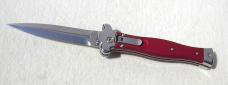 NEW AGA CAMPOLIN AUTOMATIC "ZERO" ANODIZED RED HANDLE POLISHED DAGGER BLADE 