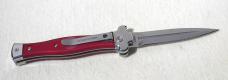 NEW AGA CAMPOLIN AUTOMATIC "ZERO" ANODIZED RED HANDLE POLISHED DAGGER BLADE 