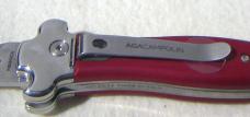 NEW AGA CAMPOLIN AUTOMATIC "ZERO" ANODIZED RED HANDLE POLISHED DAGGER BLADE 