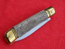 8"  Leverlock Automatic switchblade knife real Stag horn Handles Spear Point blade