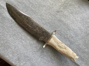 RARE Meteorite BOWIE Blade with Mystic Carved Fetish BEAR Head Antler Handle