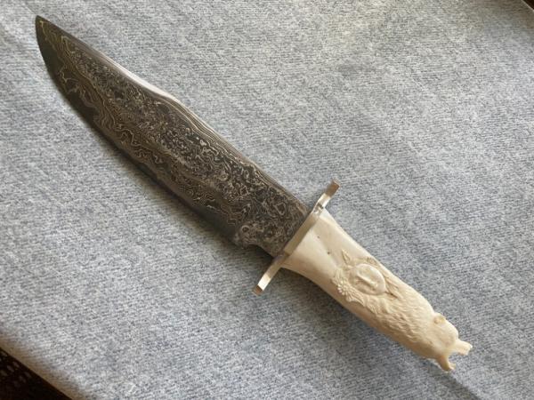 RARE!! Meteorite BOWIE Blade with Mystic Carved Fetish BEAR Head Antler Handle