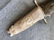 RARE!! Meteorite BOWIE Blade with Mystic Carved Fetish BEAR Head Antler Handle