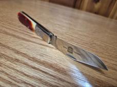 Great Eastern Cutlery 861121 Barlow Knife. Rust Orange Natural Bone, New/Mint, Tube, Button, 440C SS