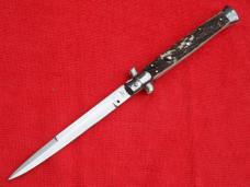  New 13"  Italian Stiletto Stag-Horn Handles- SS Bayonet grind Blade