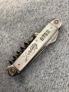 Antique RARE WESTER BROS., SCHLITZ BEER, Pearl Handled, Classic Bartender's Corkscrew Knife