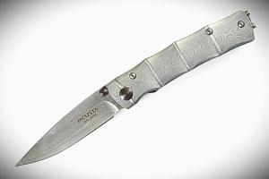 Mcusta MC-33D Shinra Take VG-10 Core Damascus Blade 3.75" Bamboo Damascus Handle Folding Knife
