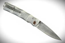 Mcusta MC-33D Shinra Take VG-10 Core Damascus Blade 3.75" Bamboo Damascus Handle Folding Knife