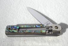 NEW A.G.A. CAMPOLIN 6" BEAUTIFUL ABALONE SHELL AUTOMATIC LEVER LOCK WITH BOX