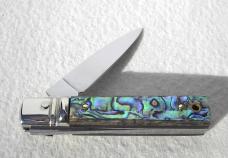 NEW A.G.A. CAMPOLIN 6" BEAUTIFUL ABALONE SHELL AUTOMATIC LEVER LOCK WITH BOX