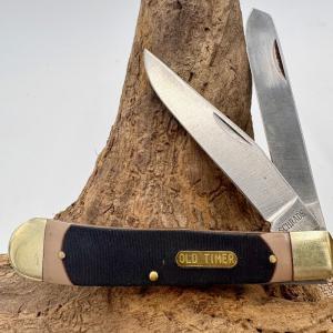 Schrade Old Timer 95OT Trapper Folding 2-Bladed Knife Sawcut Delrin Handle (70)