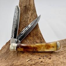 Rough Rider 1976 Heavy Forge Trapper Bone 2 Blade Folding Pocket Knife (159)