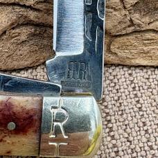 Rough Rider 1976 Heavy Forge Trapper Bone 2 Blade Folding Pocket Knife (159)