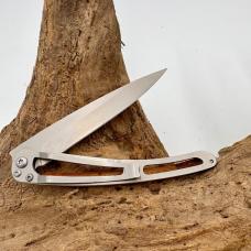 Deejo 37g Tattoo Art Juniper Wood Handle Folding Frame Lock Pocket Knife (191)