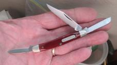 VTG SCHRADE USA 108OT Old Timer Red Bone #0915 Small 3 Blade Stockman