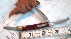 VTG SCHRADE USA 108OT Old Timer Red Bone #0915 Small 3 Blade Stockman