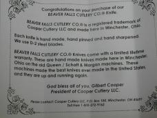 Beaver Falls Cutlery Smooth Ebony Wood Jack Knife from Cooper Cutlery Made in USA EBONY