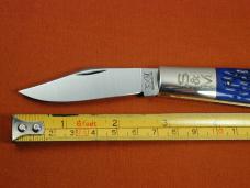 Schatt & Morgan Blurple Jigged Bone Barlow Knife By Cooper Cutlery Rare C69B Clip Blade Made In USA 