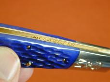 Schatt & Morgan Blurple Jigged Bone Barlow Knife By Cooper Cutlery Rare C69B Clip Blade Made In USA 