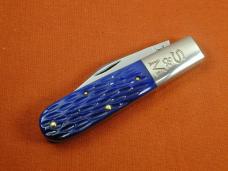 Schatt & Morgan Blurple Jigged Bone Barlow Knife By Cooper Cutlery Rare C69B Clip Blade Made In USA 