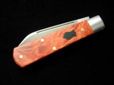 Dollar Knife Co. Red Burl Maple Wood with Black Shield Jack Knife from Cooper Cutlery USA RBM BLS